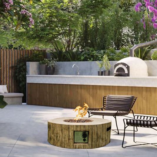 Maocao Hoom 28-in W Brown Portable Stainless steel Round Liquid propane Fire pit