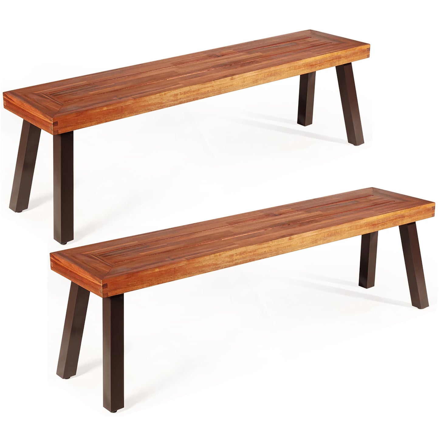 Costway 59-in W x 18-in H Brown Acacia Garden Bench