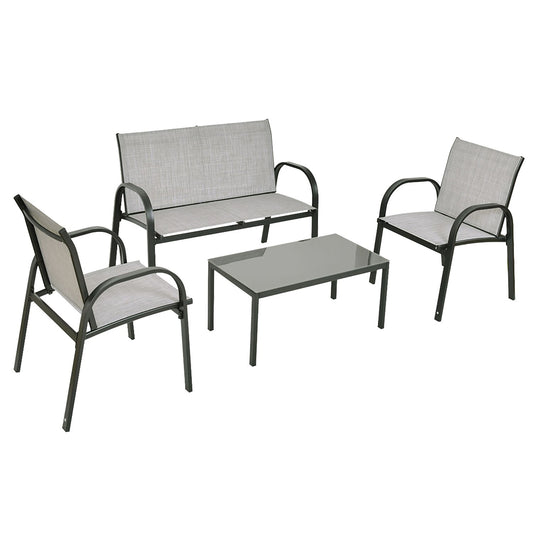 WELLFOR 4 -Piece Patio Conversation Set with Gray