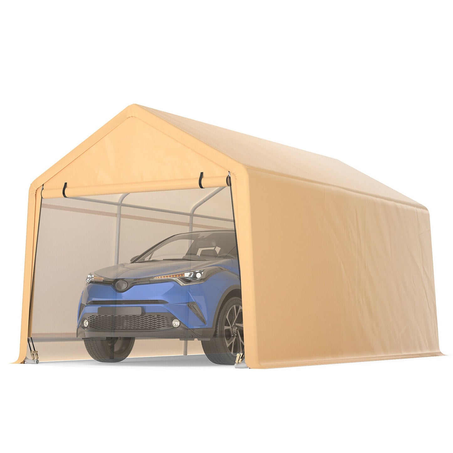WELLFOR 9.2-ft W x 17-ft L x 1-ft H Yellow Metal Carport with Resin Roof