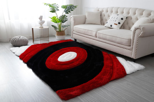 MDA Rugs Mateos 8 x 10 (ft) Polyester Red and Black Rectangular Indoor Abstract Professionally Clean Only Area rug