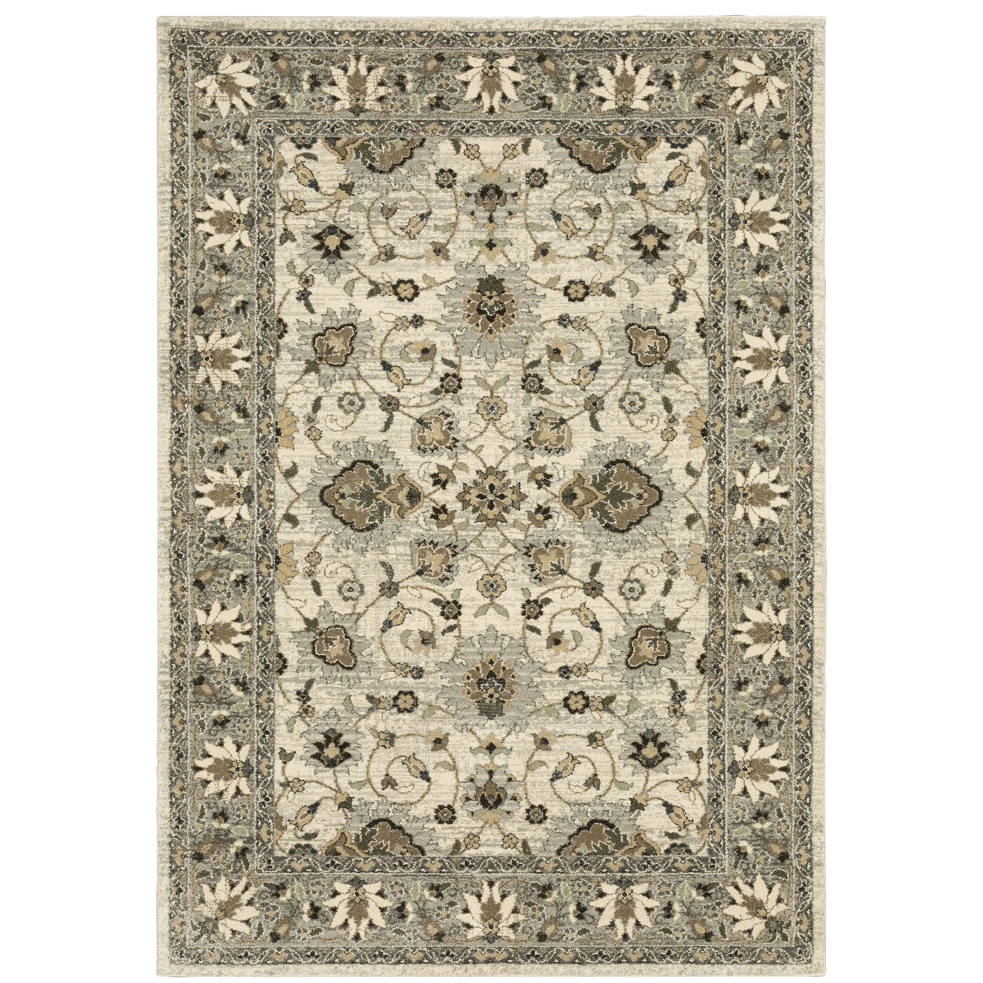 Archer Lane Helston 10 x 13 (ft) Loomed Polypropylene Beige Rectangular Indoor Floral/Botanical Spot Clean Only Pet Friendly Area rug