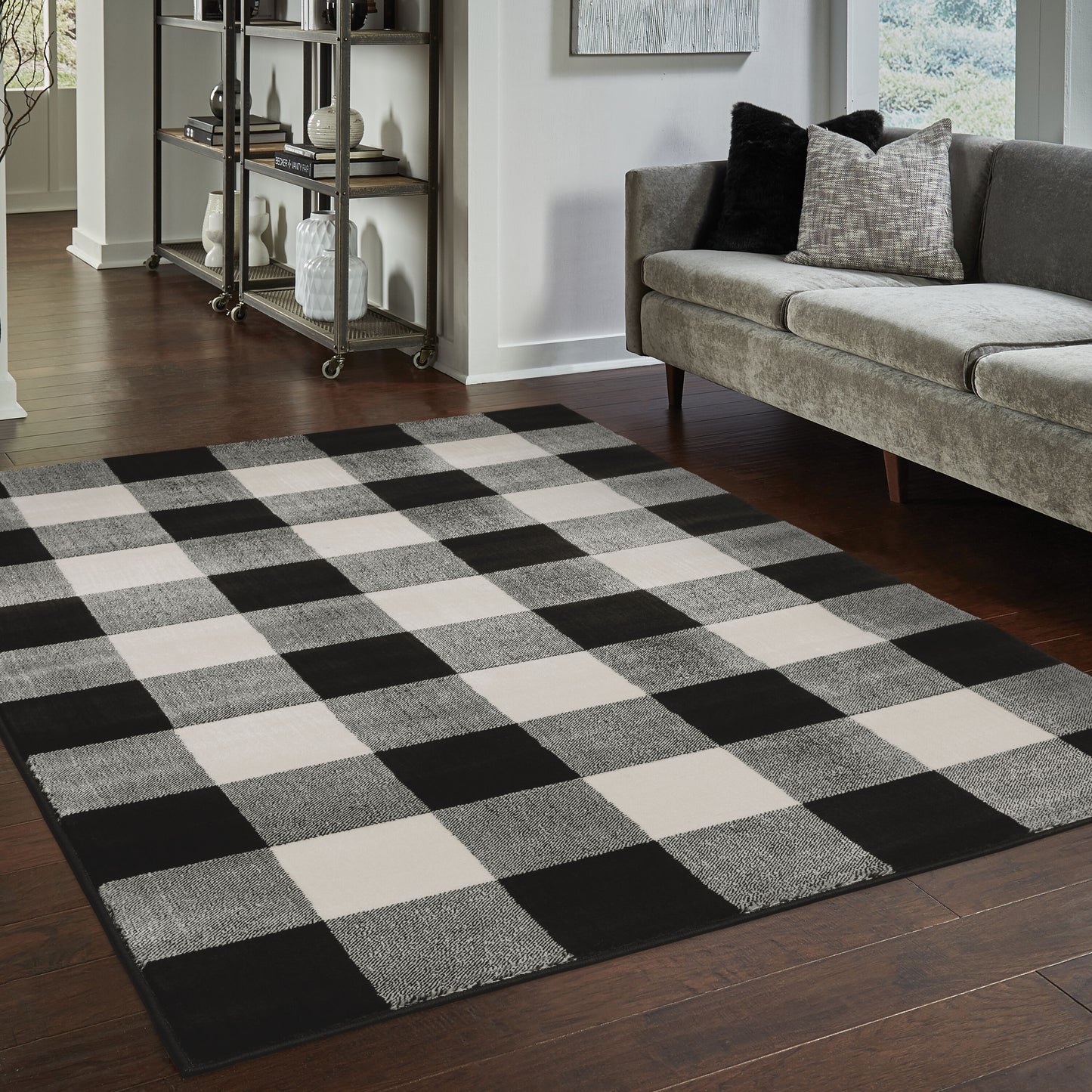 Archer Lane Clifton 10 x 13 (ft) Loomed Polypropylene Black Rectangular Indoor Geometric Farmhouse/Cottage Spot Clean Only Pet Friendly Area rug