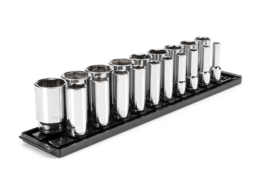 TEKTON 1/2-in Drive Standard (SAE) Deep Socket Set (19-Pieces) SHD92123