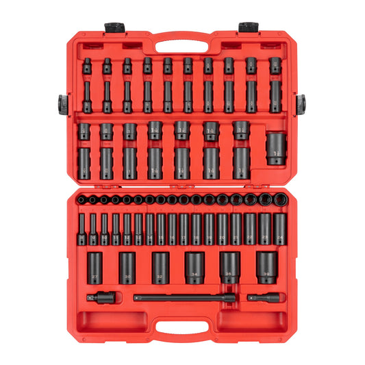 TEKTON 78-Piece Standard (SAE) and Metric 1/2-in Drive Set 12-point Impact Socket Set SID92408