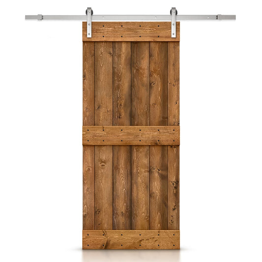 CALHOME 24-in x 84-in Walnut Pine Wood Solid core Single Barn Door (Hardware Included)