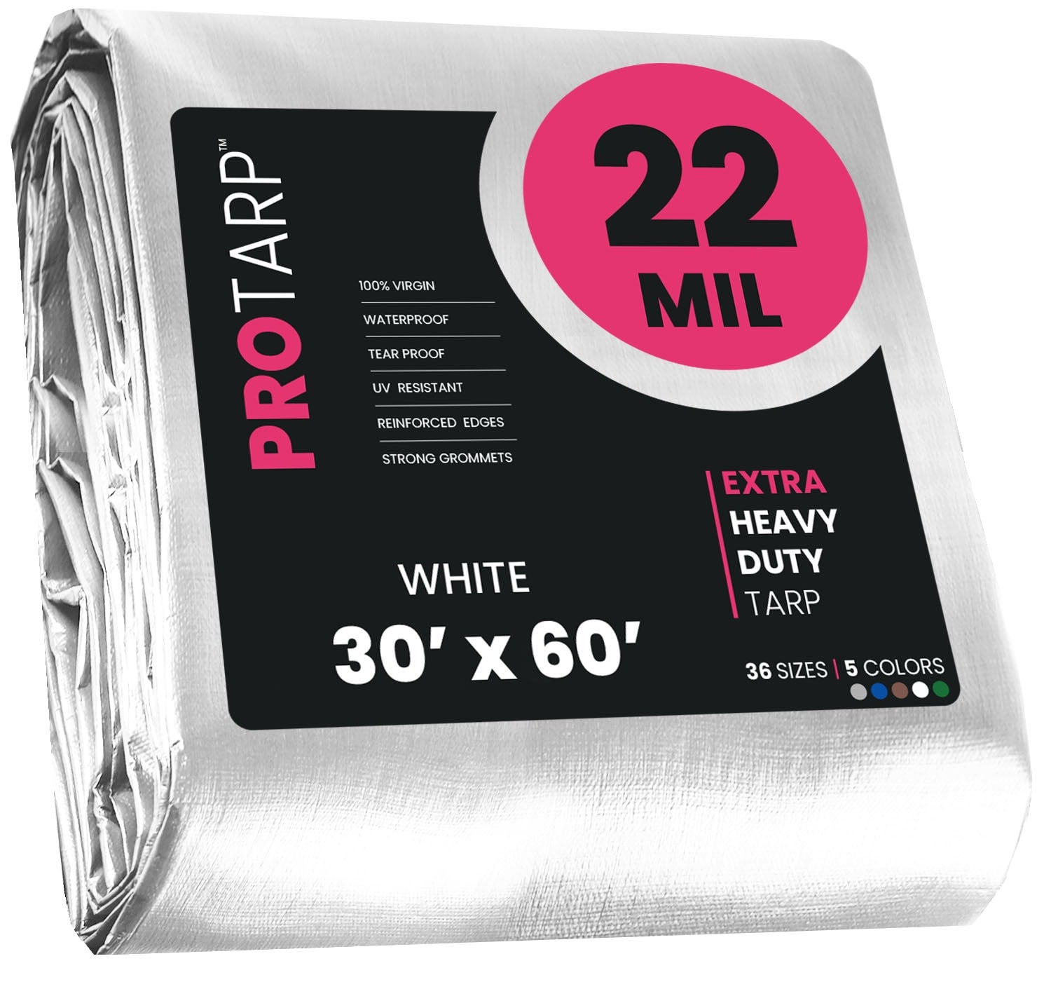 PROTARP 30-ft x 60-ft White Waterproof Commercial Polyethylene 22-mil Tarp