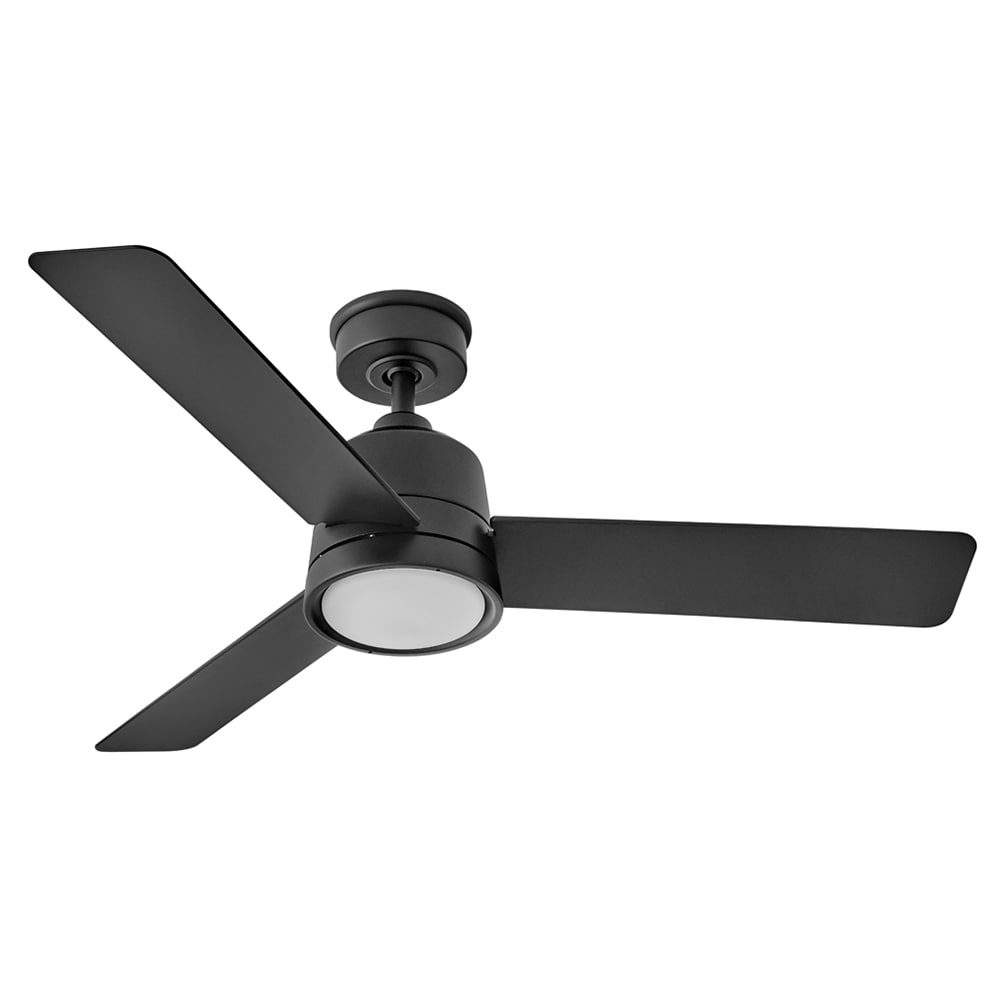 Hinkley Chet 48-in Integrated LED Outdoor Smart Matte Black with Matte Black Blades Ceiling Fan With Light - Remote Included ( 3 -Blade ) 5351565