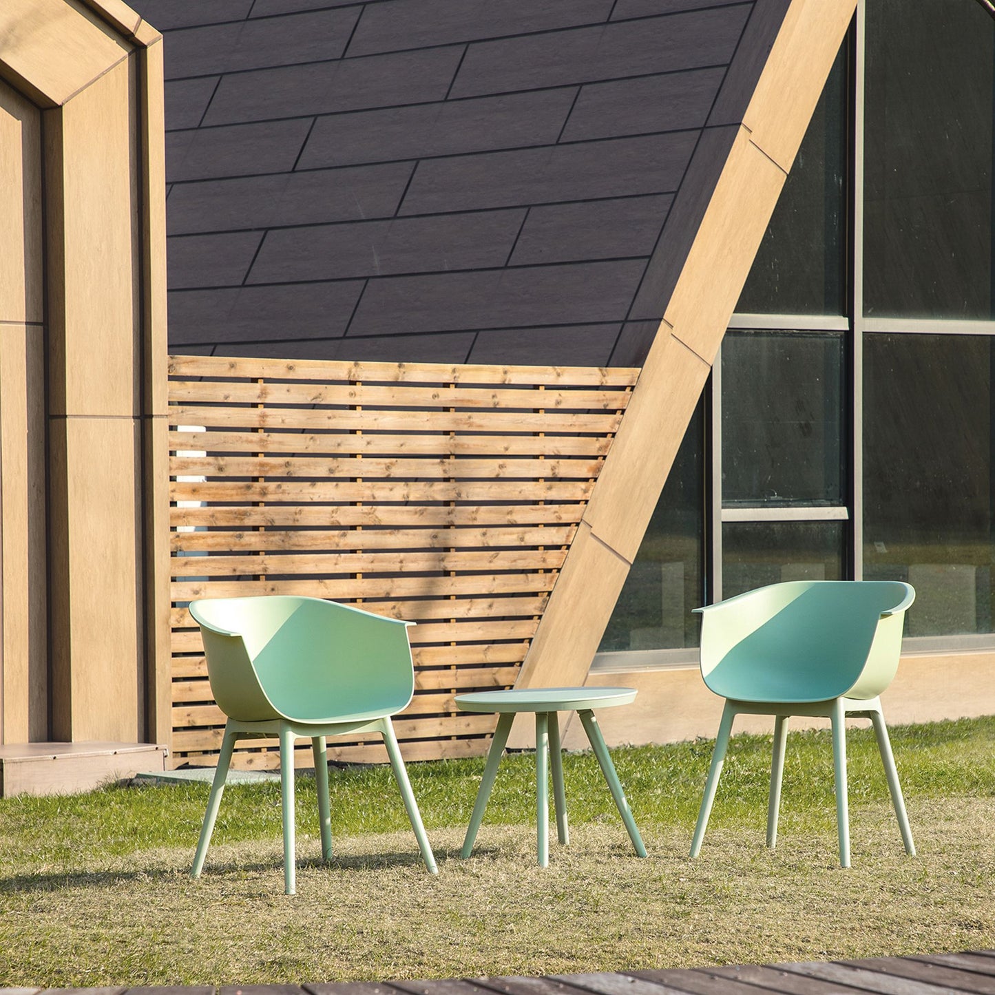 Yiekholo 3 -Piece Patio Conversation Set with Green