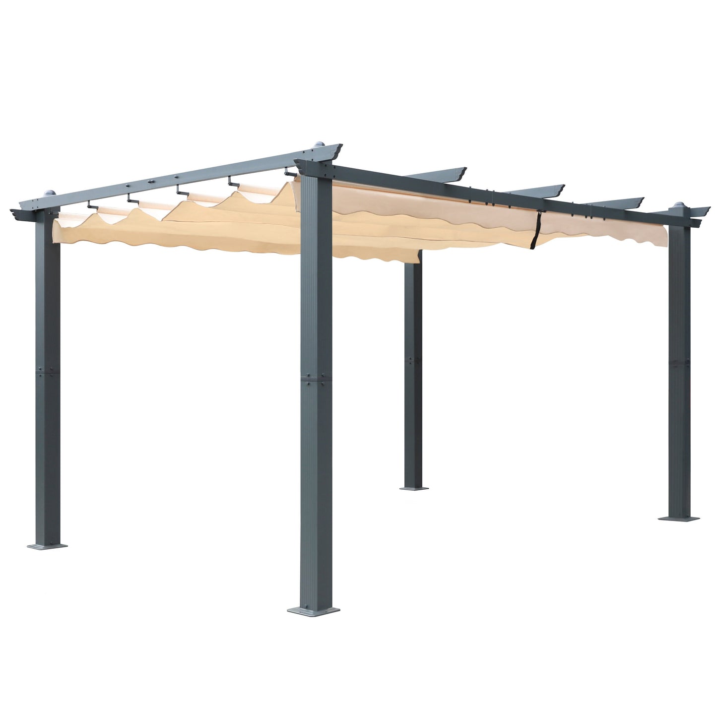 VEIKOUS 10-ft W x 13-ft 6-in L x 7-ft 3-in H Natural Metal Freestanding Pergola