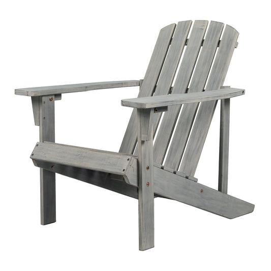 JONATHAN  Y Westport Traditional Coastal Gray Wood Frame Stationary Adirondack Chair with Solid Seat
