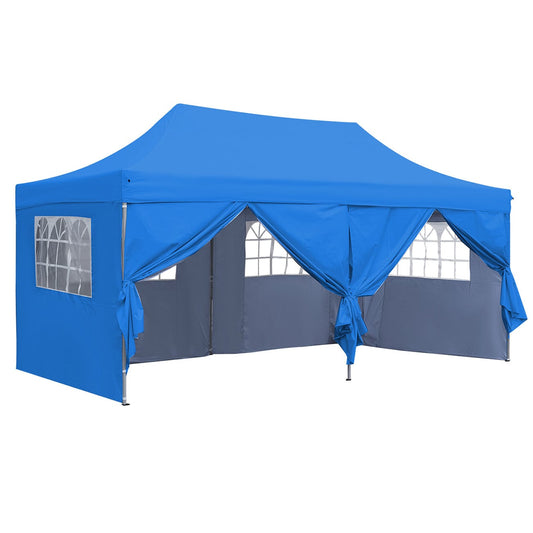 Ainfox 10-ft x 20-ft patio canopy Blue Metal Rectangle Screened Pop-up Gazebo