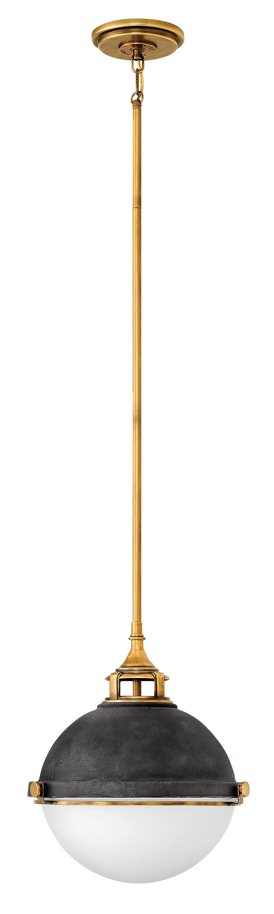 Hinkley Fletcher 2 -Light Aged Zinc Traditional Opal glass Globe Medium Hanging Pendant light 3661558