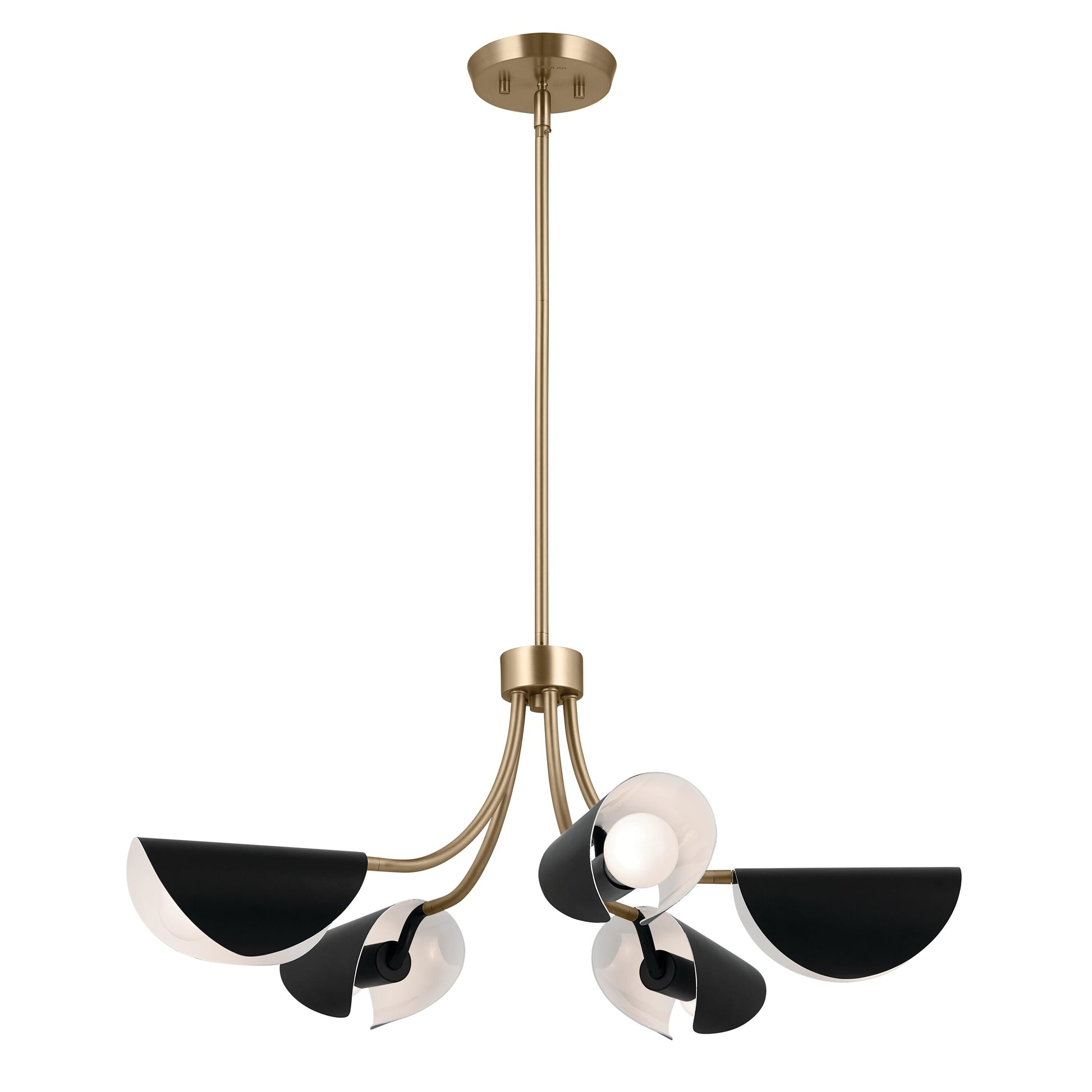 Kichler Arcus 5 -Light Gold Mid-century For Use in Bedrooms, Dining Rooms, Foyers, Kitchens, Living Rooms Chandelier 5384735