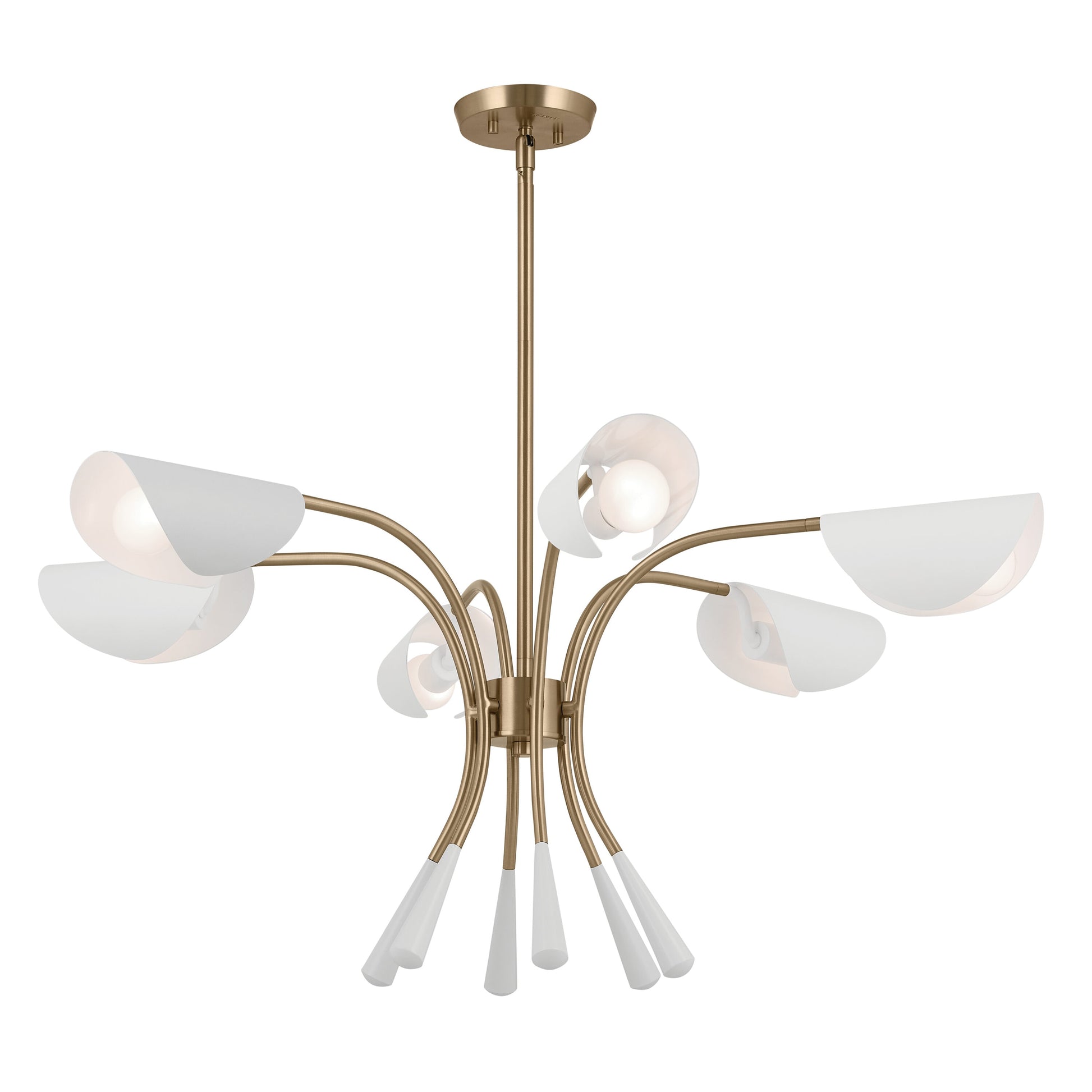 Kichler Arcus 6 -Light Gold Mid-century For Use in Bedrooms, Dining Rooms, Foyers, Kitchens, Living Rooms Chandelier 5384730