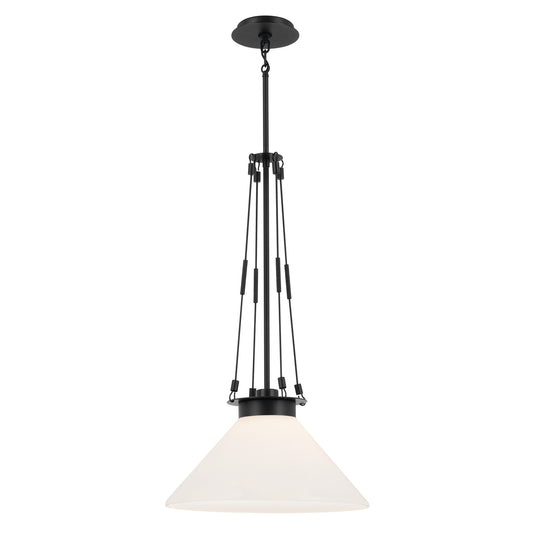 Kichler Albers 1 -Light Black Modern/contemporary Opal glass Cone Medium Hanging Pendant light 5384717
