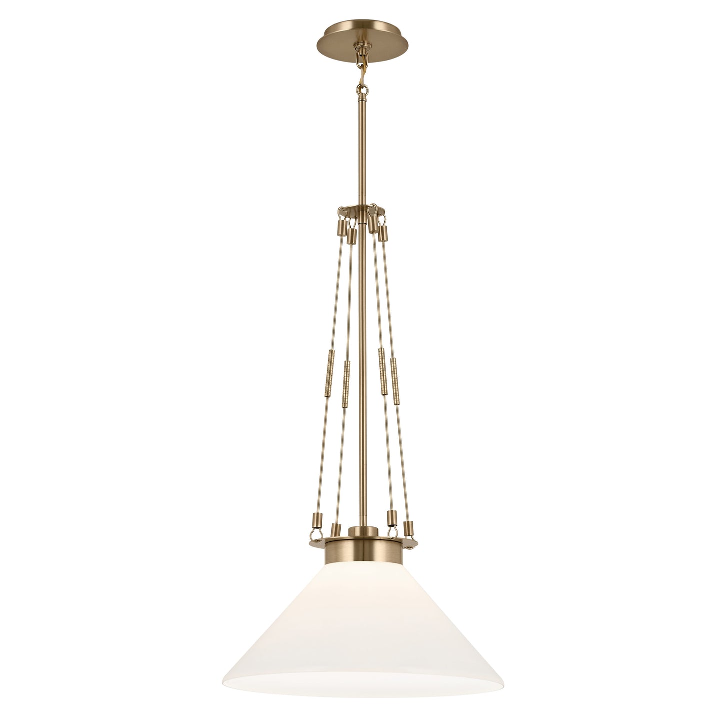 Kichler Albers 1 -Light Champagne Bronze Modern/contemporary Opal glass Cone Large Hanging Pendant light 5384720
