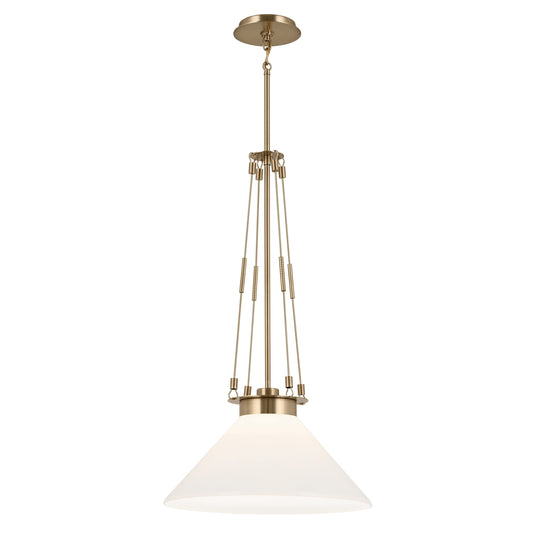 Kichler Albers 1 -Light Champagne Bronze Modern/contemporary Opal glass Cone Large Hanging Pendant light 5384720