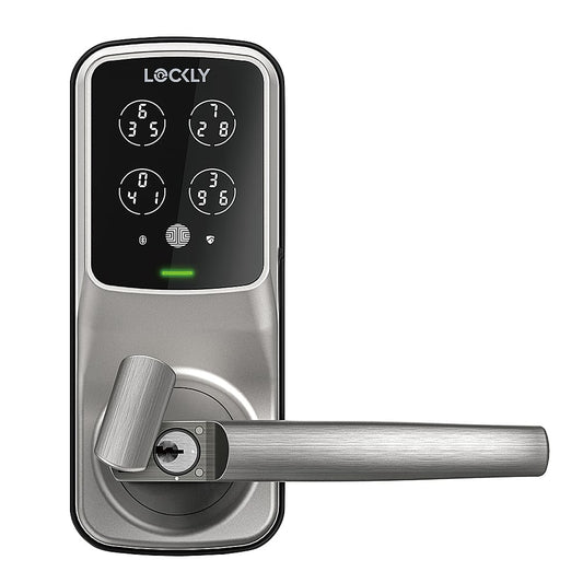 Lockly - Secure Pro Smart Lock Wi-Fi Replacement Latch with 3D Biometric Fingerprint/Keypad/App/Voice - Satin Nickel