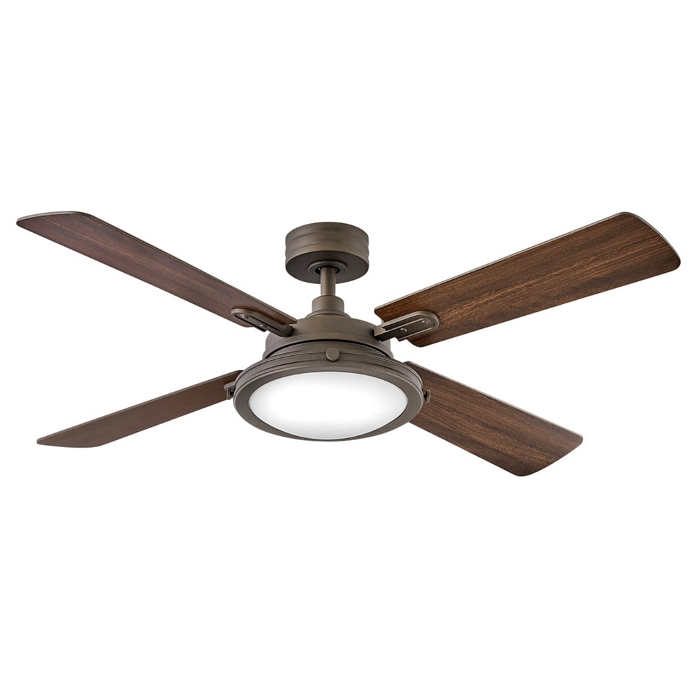 Hinkley Collier 54-in Integrated LED Smart Metallic Matte Bronze with Walnut Blades Ceiling Fan With Light - Remote Included ( 4 -Blade ) 5528919