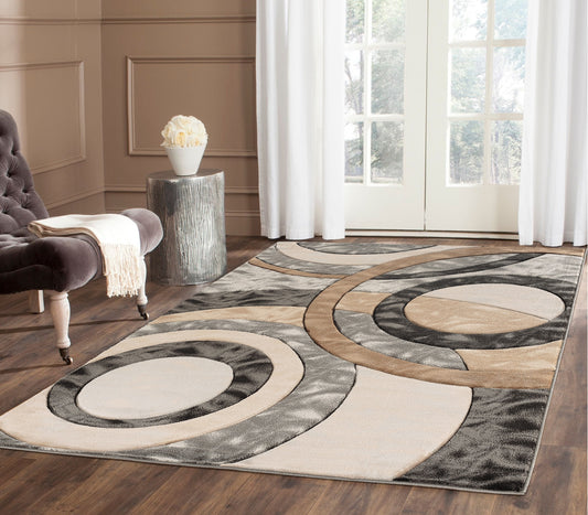 MDA Rugs Orelsi 7 x 10 (ft) Polypropylene Gray/Cream/Beige Rectangular Indoor Abstract Area rug