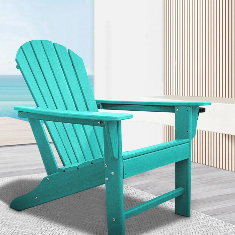 Topcraft Teal HDPE Frame Stationary Adirondack Chair with Solid Seat
