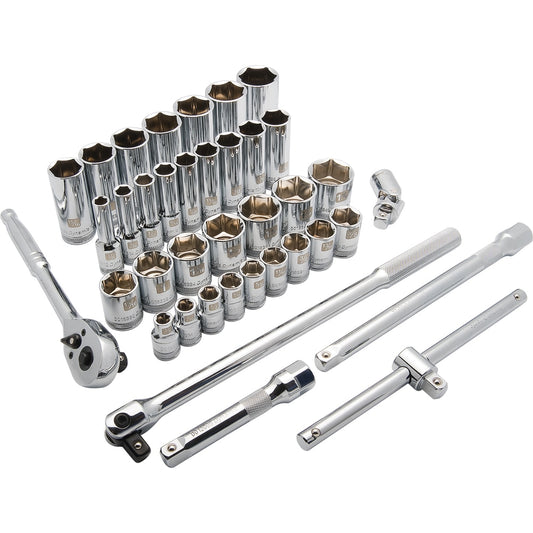 Dynamic 1/2-in Drive Standard (SAE) Shallow/Deep Socket Set (38-Pieces) D018012