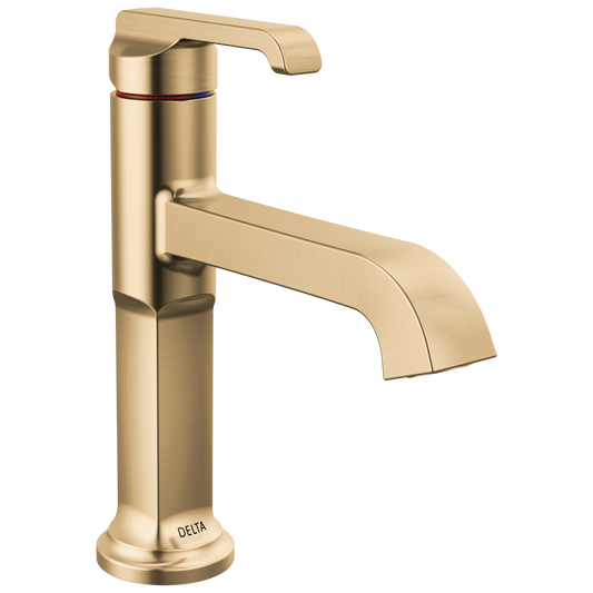 Delta Tetra Lumicoat Champagne Bronze Single hole 1-handle WaterSense Mid-arc Residential Handle Bathroom Sink Faucet