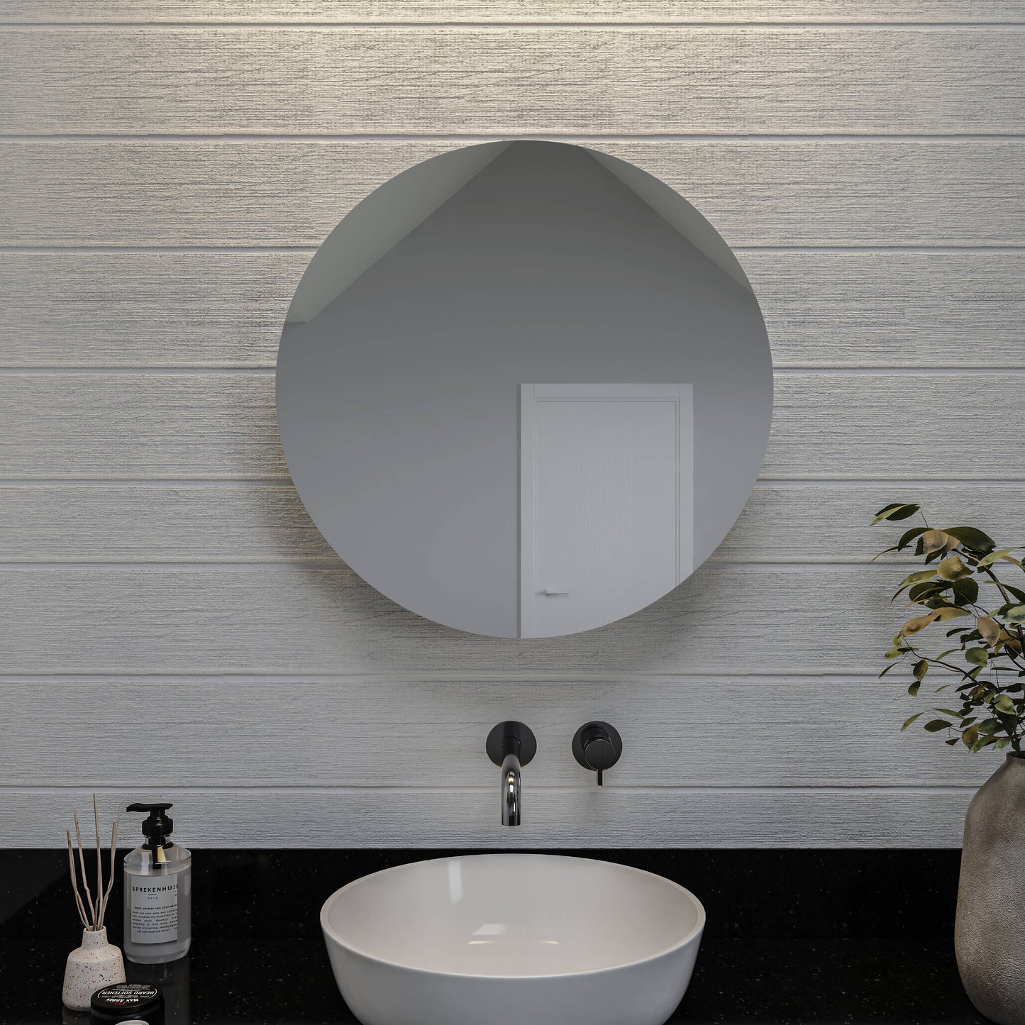 Croydex 25.5-in x 25.5-in Surface/Recessed Mount Silver Mirrored Round Medicine Cabinet