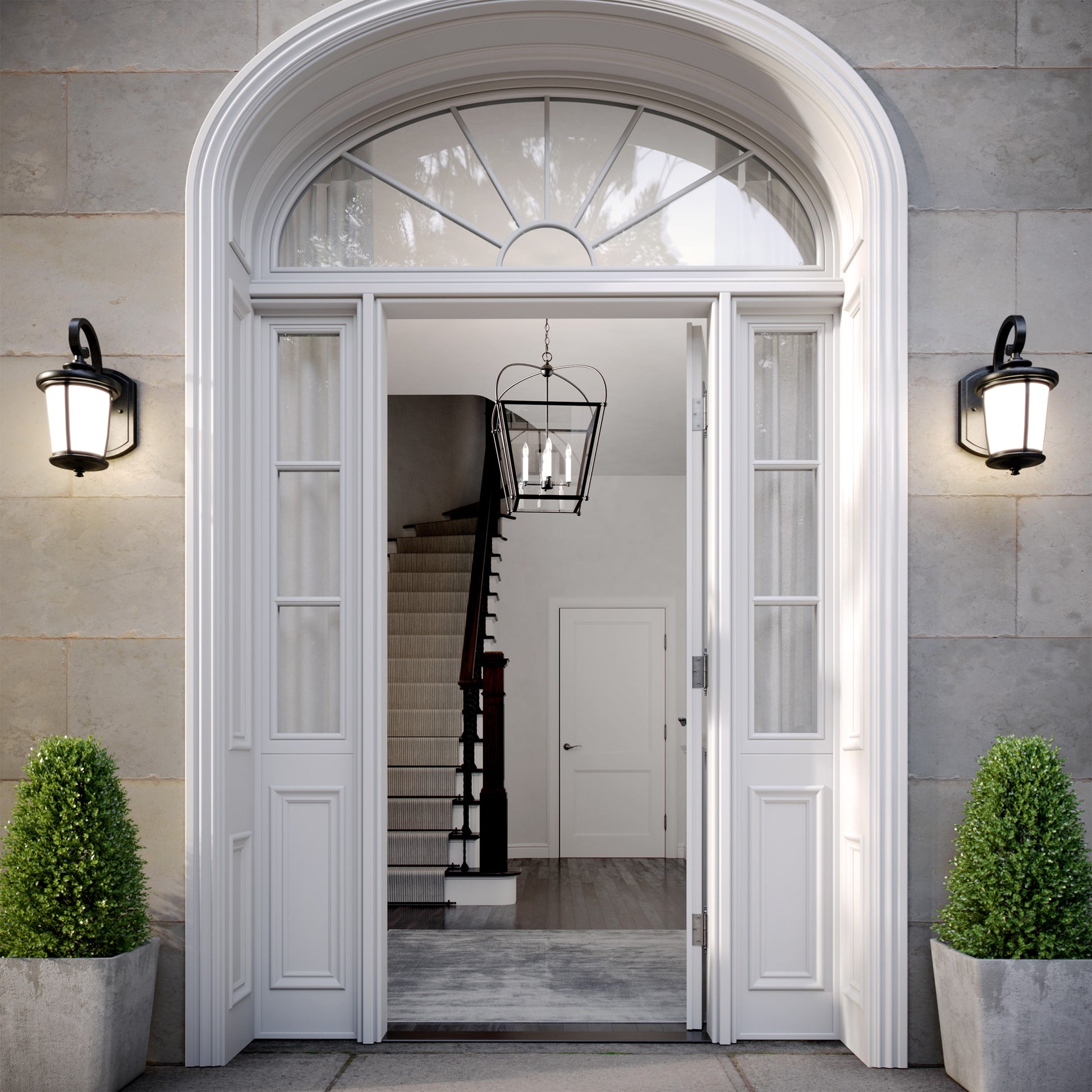 Generation Lighting Charleston 4 -Light Midnight Black Transitional Lantern Medium (10-22 inches) Indoor Hanging Pendant Light