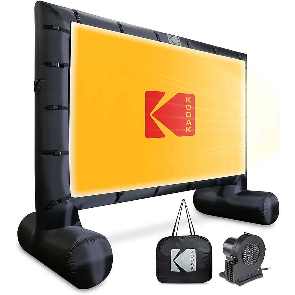 Kodak - Giant Inflatable Projector Screen, Outdoor Movie Screen, 17 ft. Blow Up Projector Screen with Pump and Carrying Case - White