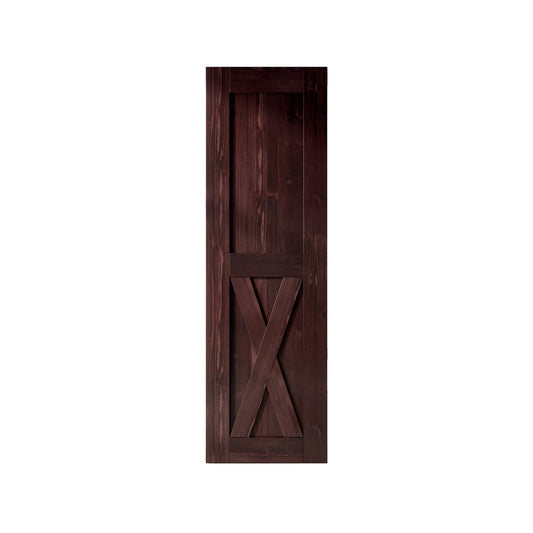 HOMACER 26-in x 84-in Red Mahogany X-frame Pine Wood Solid core Single Barn Door (Hardware Not Included)