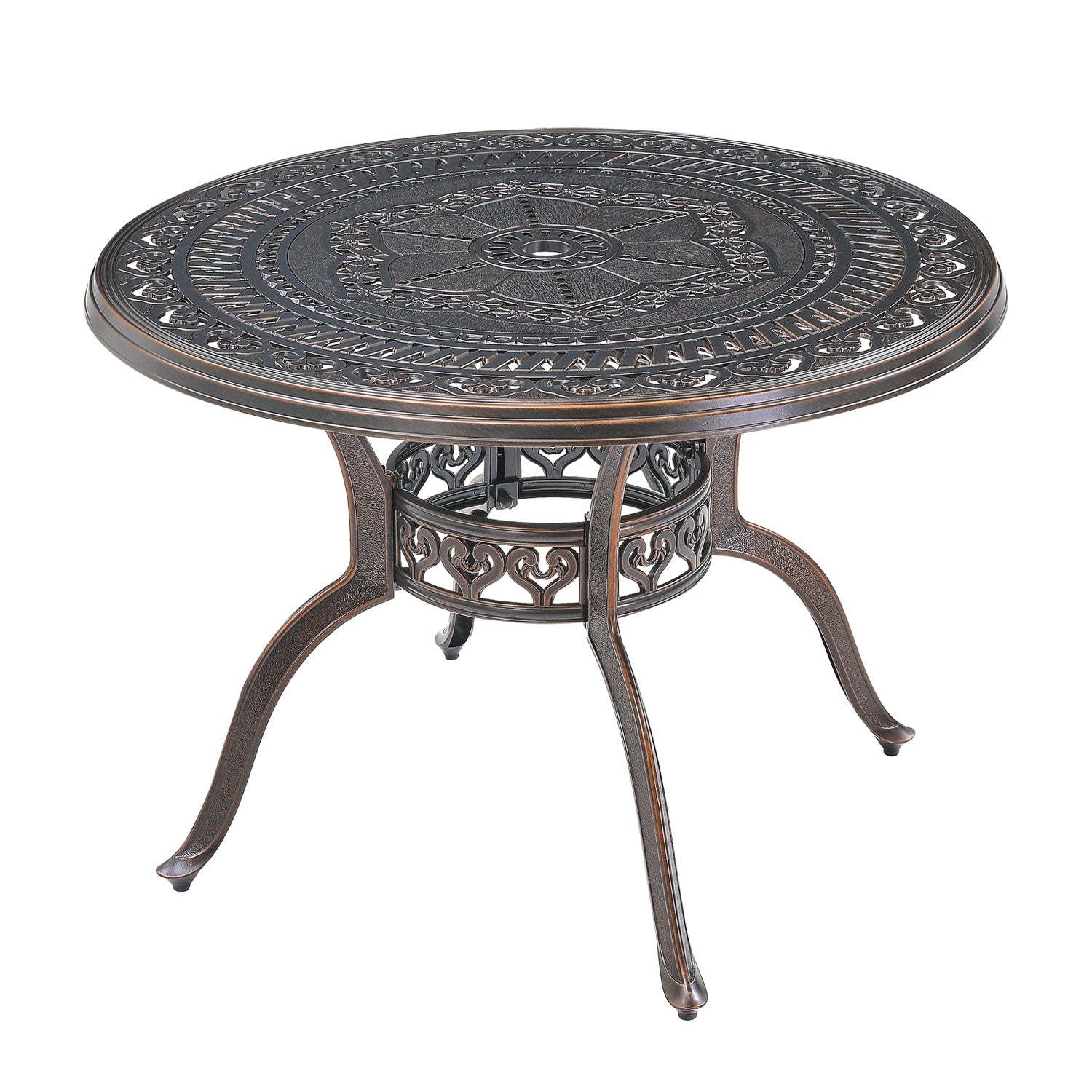 GZMR Patio Tables Round Outdoor Coffee Table 40.55-in W x 40.55-in L with Umbrella Hole