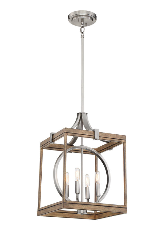 Minka Lavery Country Estates 4 -Light Sun Faded Wood Transitional Lantern Medium Hanging Pendant light 1664318
