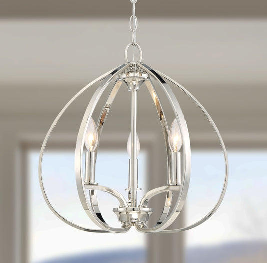 Minka Lavery Tilbury 3 -Light Polished Nickel Transitional Geometric Medium Hanging Pendant light 1664535