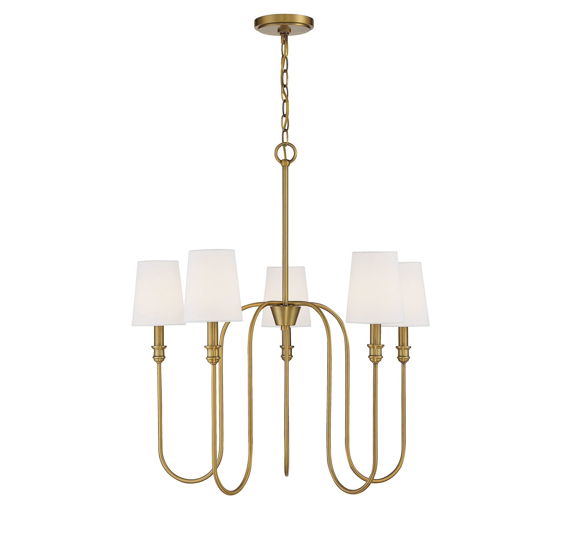 Meridian Lite Trends Meridian 5 -Light Brushed Brass Indoor Fabric Metal Chandelier