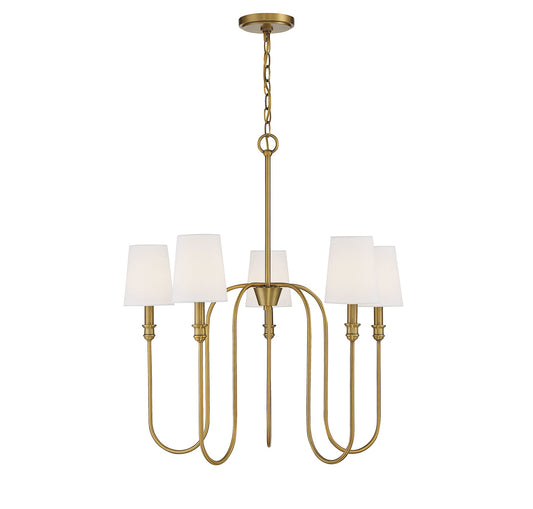 Meridian Lite Trends Meridian 5 -Light Brushed Brass Indoor Fabric Metal Chandelier