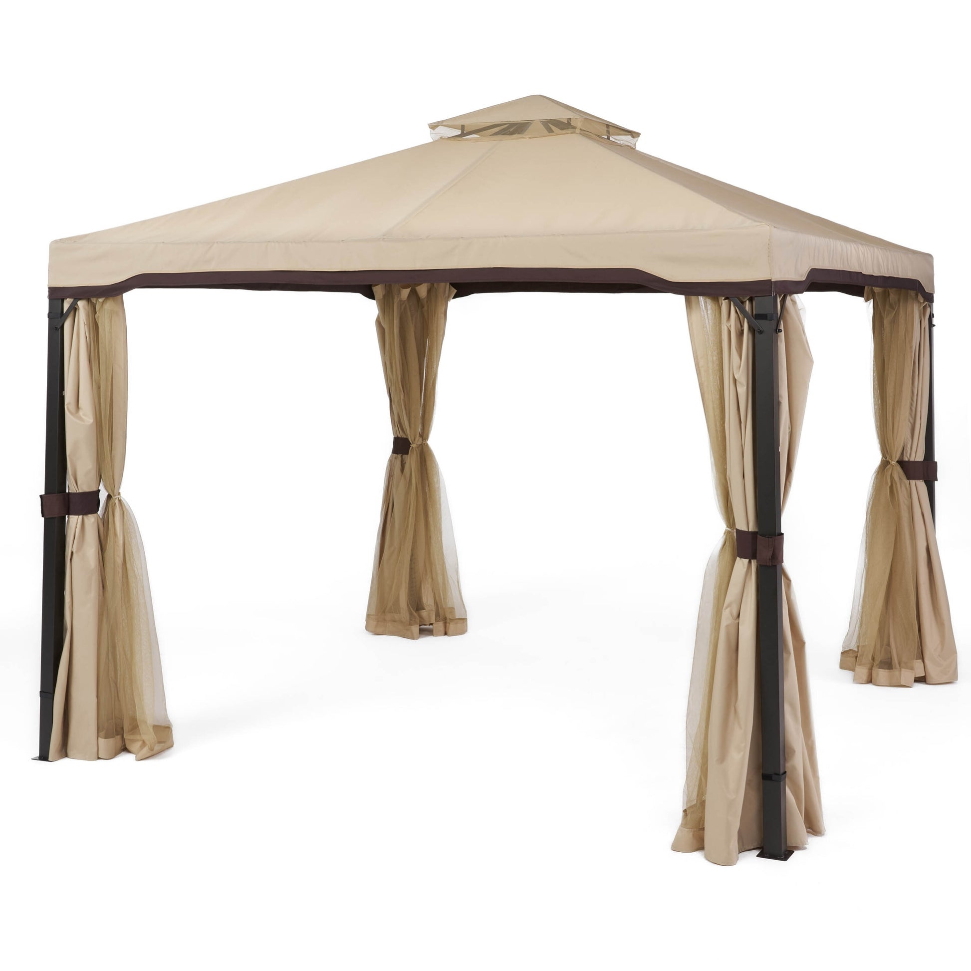 Best Selling Home Decor 9.83-ft x 9.83-ft Skyline Beige Gazebo with Soft Top Roof (Screen Included)