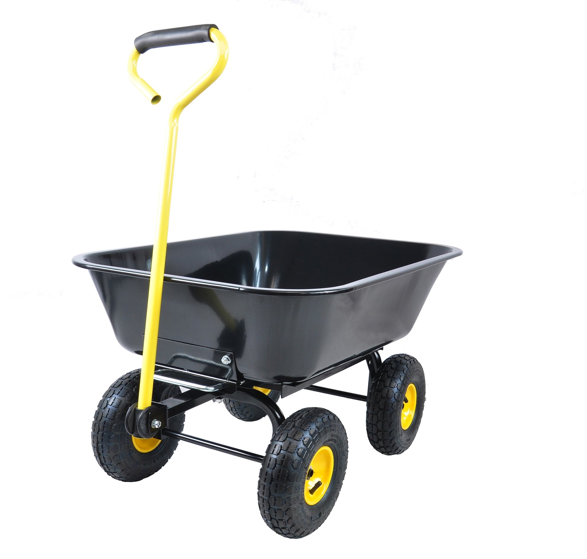 Damerin Black Utility Cart with Pneumatic Tires - Durable and Efficient Dump Truck Tool for Home Garden Outdoor Use 1011GC12