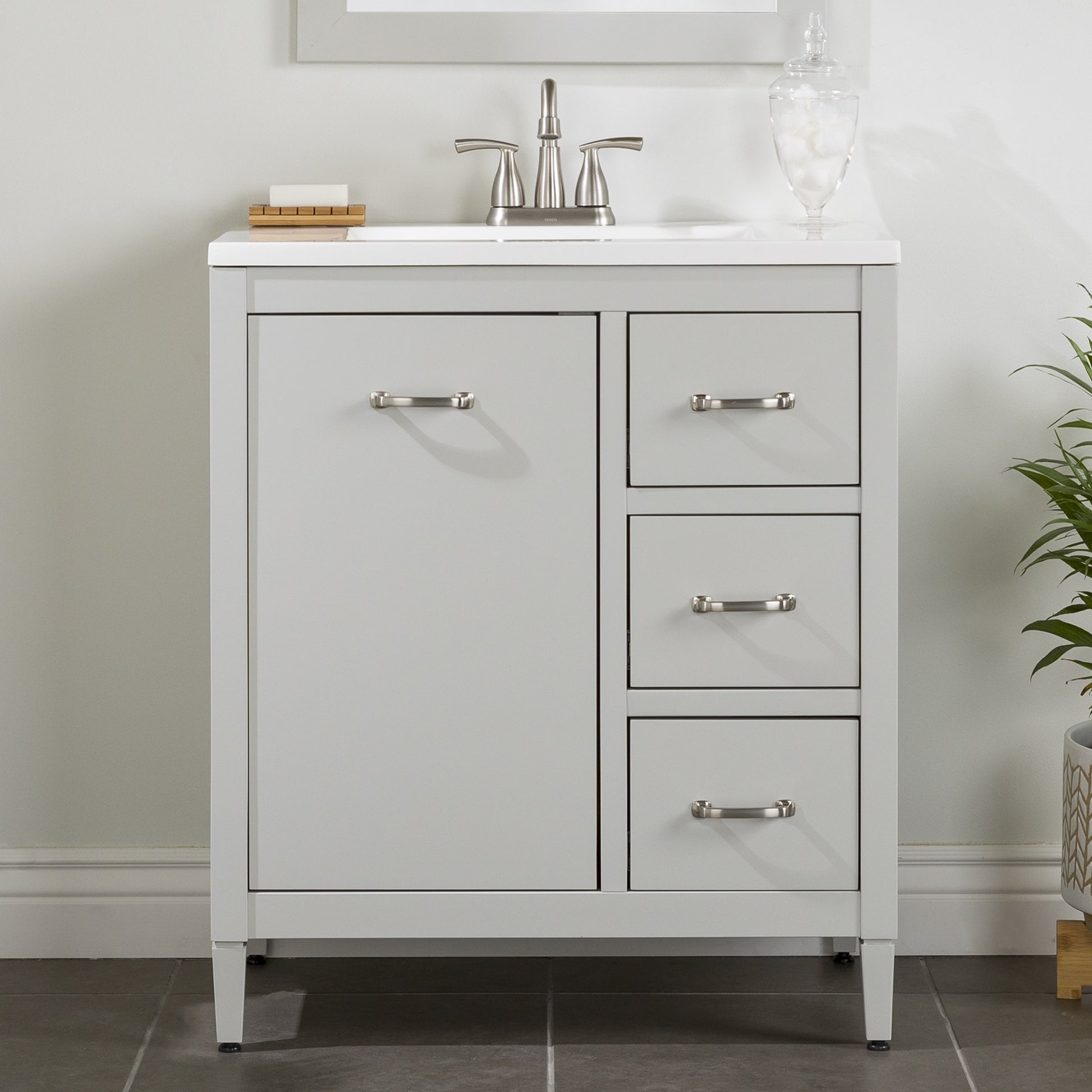 Diamond NOW Niles 30-in Light Gray Single Sink Bathroom Vanity with White Cultured Marble Top