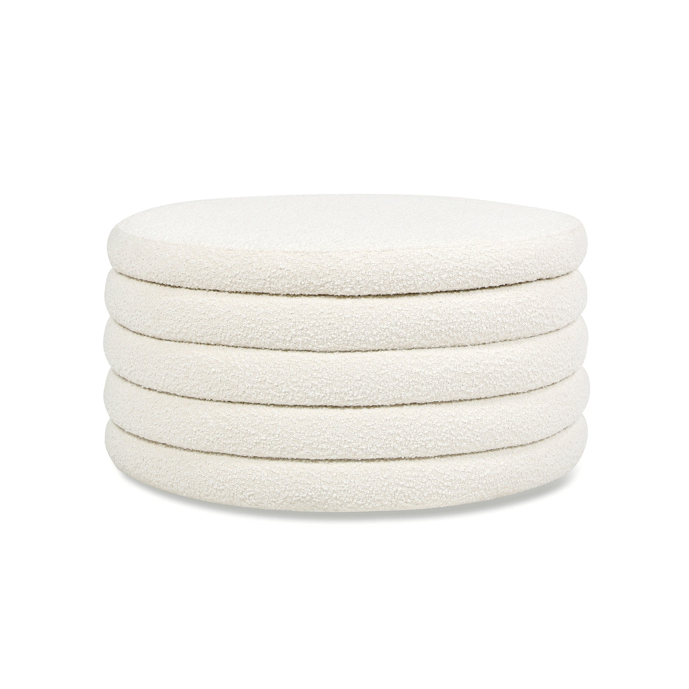 Jennifer Taylor Home Fuji Modern Ivory White Boucle Round Storage Ottoman