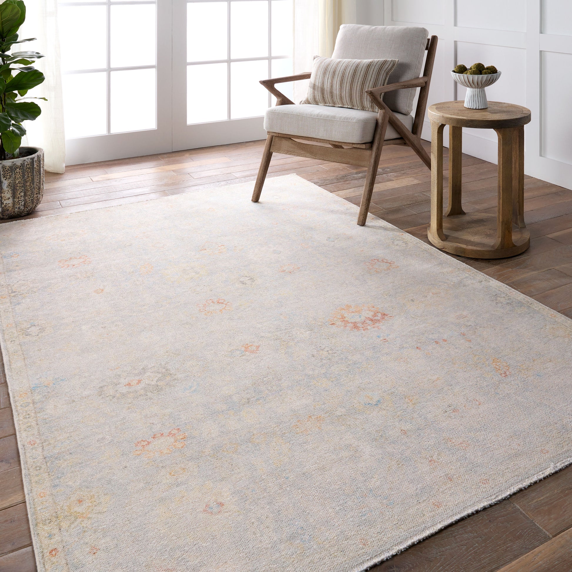 Jaipur Living Boheme 6 x 9 (ft) Loomed Cotton Light Blue Rectangular Indoor Floral/Botanical Vintage Area rug