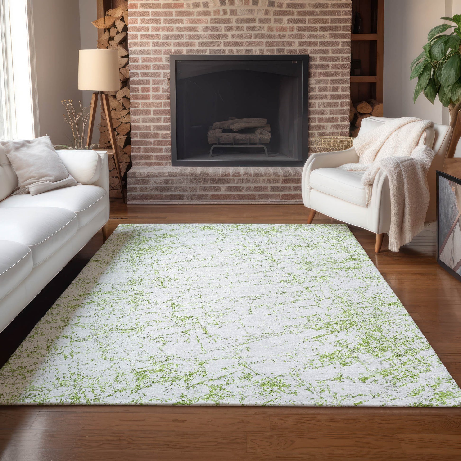 Addison Rugs Chantille ACN606GE 9 x 12 (ft) Polyester Green Rectangular Indoor/Outdoor Abstract Machine washable Area rug