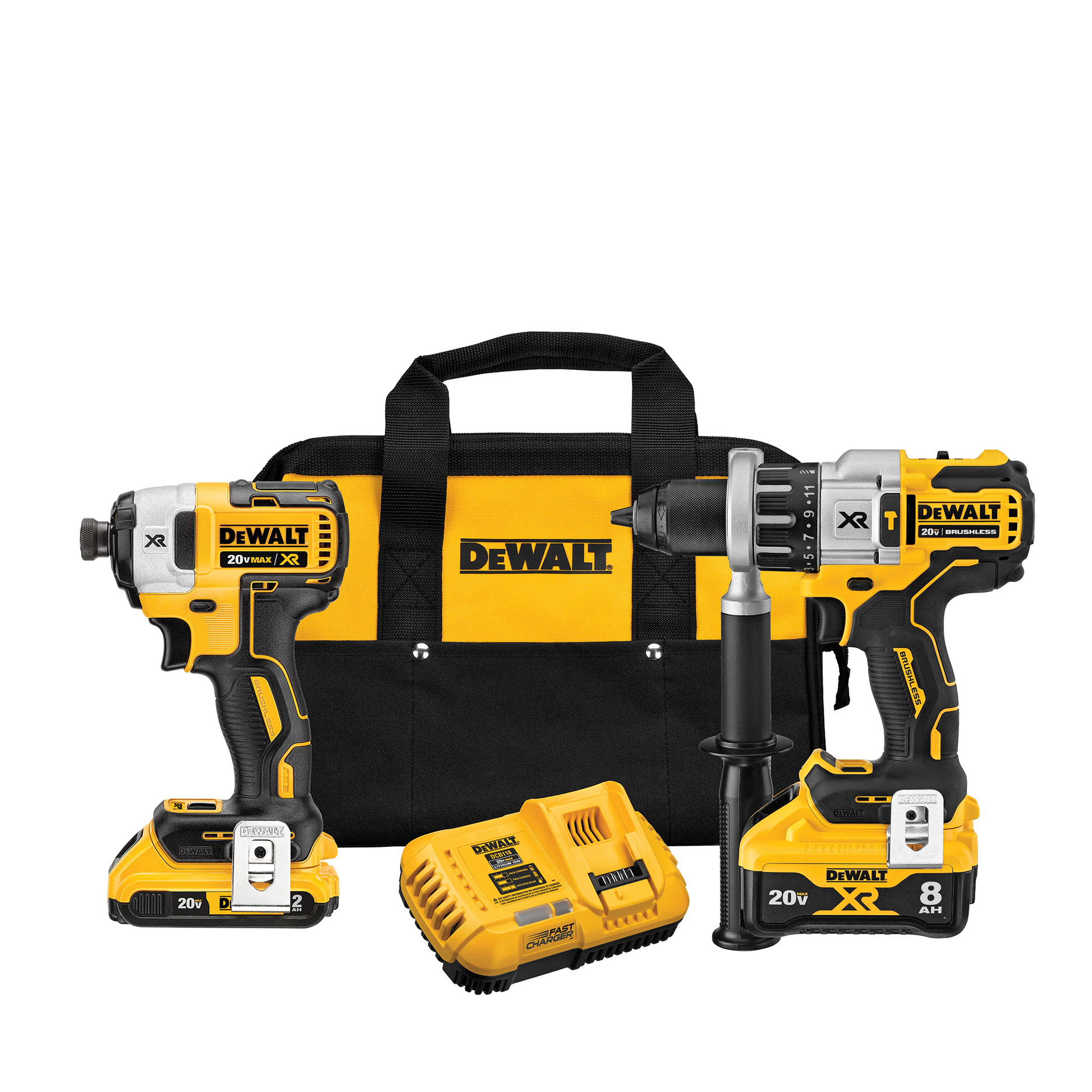 DEWALT XR POWER DETECT 2-Tool 20-Volt Max Brushless Power Tool Combo Kit with Soft Case (2-Batteries and charger Included) DCK299D1W1