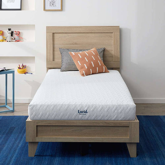 Lucid Comfort Collection - 5-inch Gel Memory Foam Mattress - Queen - White