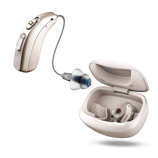 LINNER - Mercury OTC Rechargeable Hearing Aids for Seniors with Noise Cancellation, Easy to Use, 3 Modes, 8 Volume Levels - Beige Gold