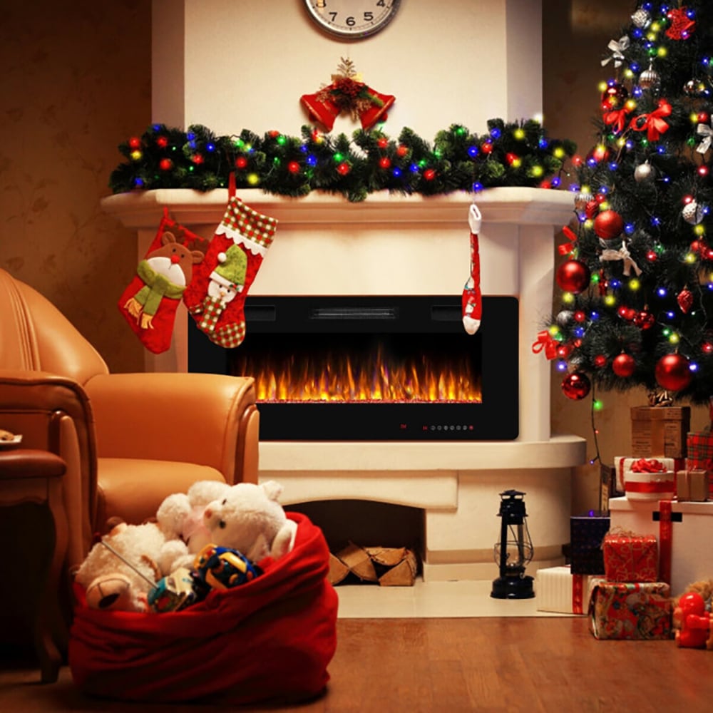 CASAINC 42-in W Black Fan-forced Electric Fireplace WF-EP24704