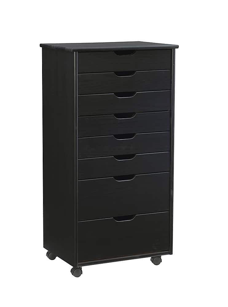 Linon Home Décor - Monte Eight-Drawer Rolling Storage Cart - Black