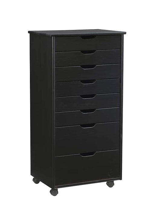 Linon Home Décor - Monte Eight-Drawer Rolling Storage Cart - Black