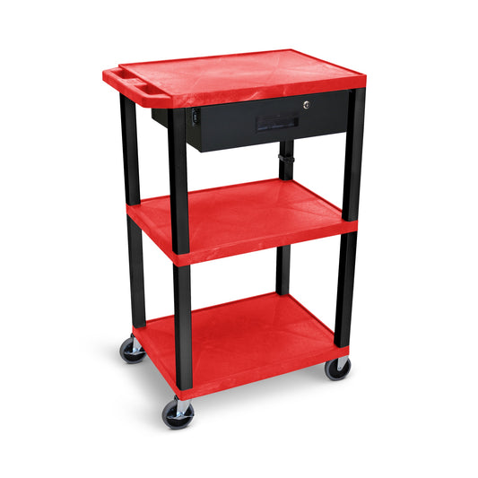 Luxor 42-in 1-Drawer Table Utility Cart UCPL1RE-B-WTD
